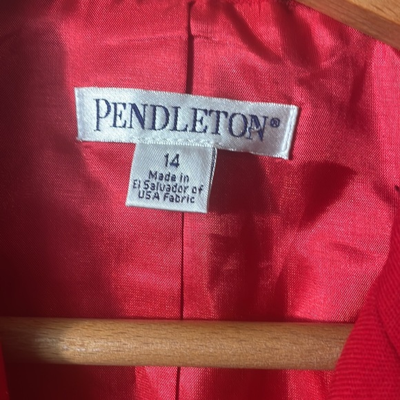 NWT Pendleton 100% virgin wool sheath dress and blazer set in size 14. RED - Picture 14 of 15